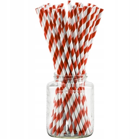Słomki papierowe czerwone paski, sklep cukierniczy Kraków
