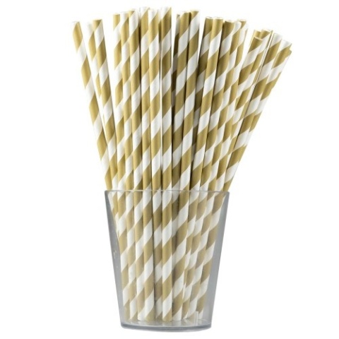 Słomki papierowe do napoi ZŁOTE PASKI, sklep cukierniczy Kraków