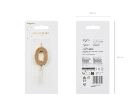 Świeczka urodzinowa ZŁOTA CYFERKA "0", sklep cukierniczy Kraków