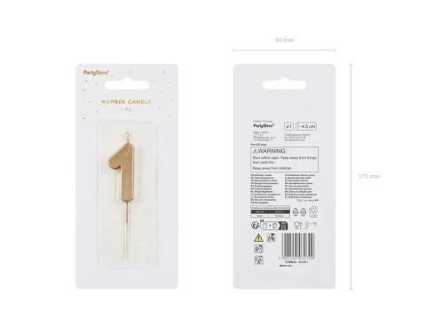 Świeczka urodzinowa ZŁOTA CYFERKA "1", sklep cukiernizy Kraków