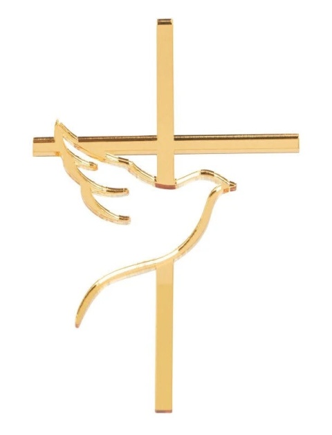 Decor topper na bok tortu Krzyż + Gołąb, złoty Sklep cukierniczy Kraków