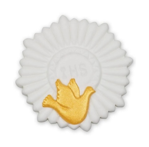 Dekoracja cukrowa Hostia Biała + gołąb 8 cm  Sklep cukierniczy Kraków