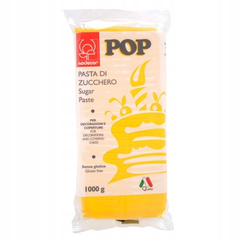 Masa cukrowa do obkładania i prostych figurek ŻÓŁTA 1 kg Modecor, sklep cukierniczy Kraków