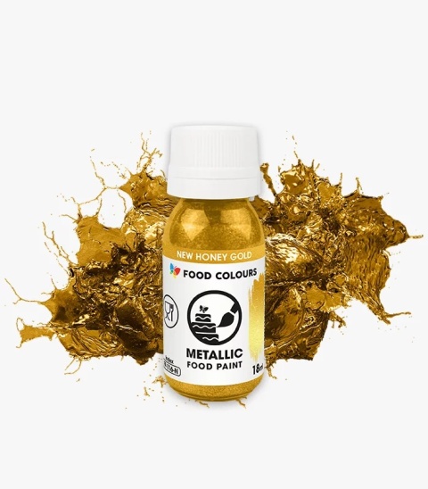 Farbka do ręczego malowania Metallic Food paint FP-116-N New Honey Gold 18ml, sklep cukierniczy Kraków