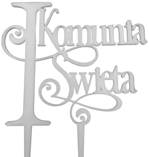 Topper na tort I Komunia Święta biały 19 cm  Sklep cukierniczy Kraków