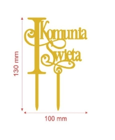 Topper na tort I Komunia Świeta złoty 13 cm Sklep cukierniczy Kraków