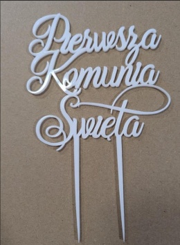 Topper na tort biały I Komunia Święta 20 cm  Sklep cukierniczy Kraków