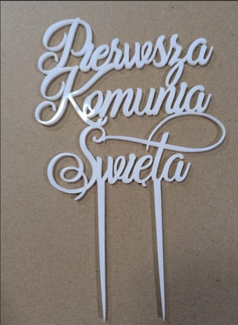 Topper na tort biały I Komunia Święta 20 cm  Sklep cukierniczy Kraków