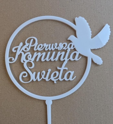Topper na tort biały I Komunia Święta obręcz + gołąb Sklep cukierniczy Kraków