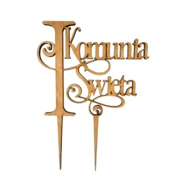 Topper na tort drewniany ,,I Komunia Święta'' 19 cm Sklep cukierniczy Kraków