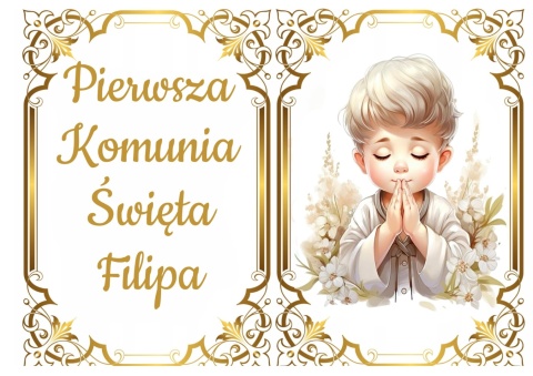 Wydruk jadalny spożywczy na tort Pierwsza Komunia święta, sklep cukierniczy Kraków, dekoracje na tort Kraków