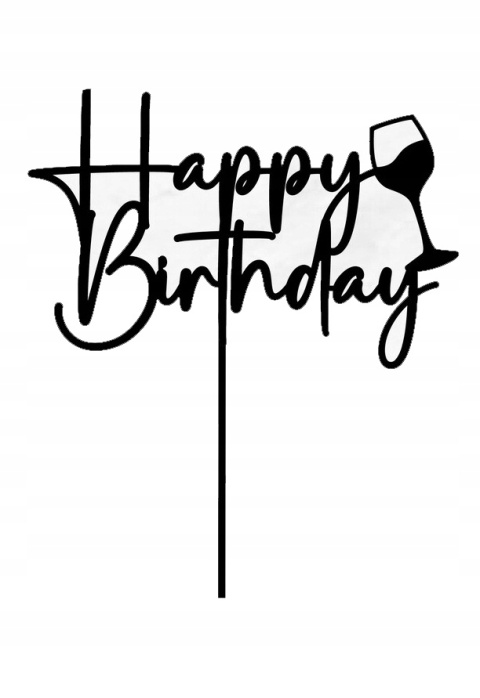 Topper na tort HAPPY BIRTHDAY Kieliszek Wina Wino, sklep cukierniczy Kraków