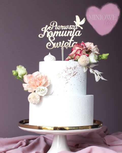 Topper na tort PIERWSZA KOMUNIA ŚWIĘTA GOŁĄB, sklep cukierniczy Kraków