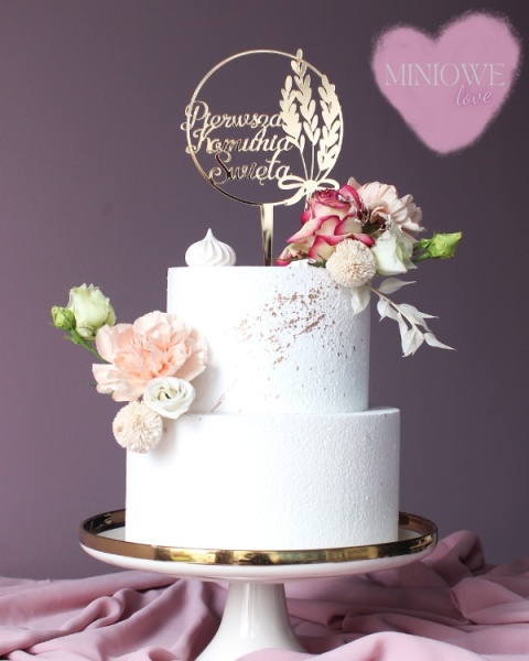 Topper na tort PIERWSZA KOMUNIA OBRĘCZ +KŁOSY, sklep cukierniczy Kraków